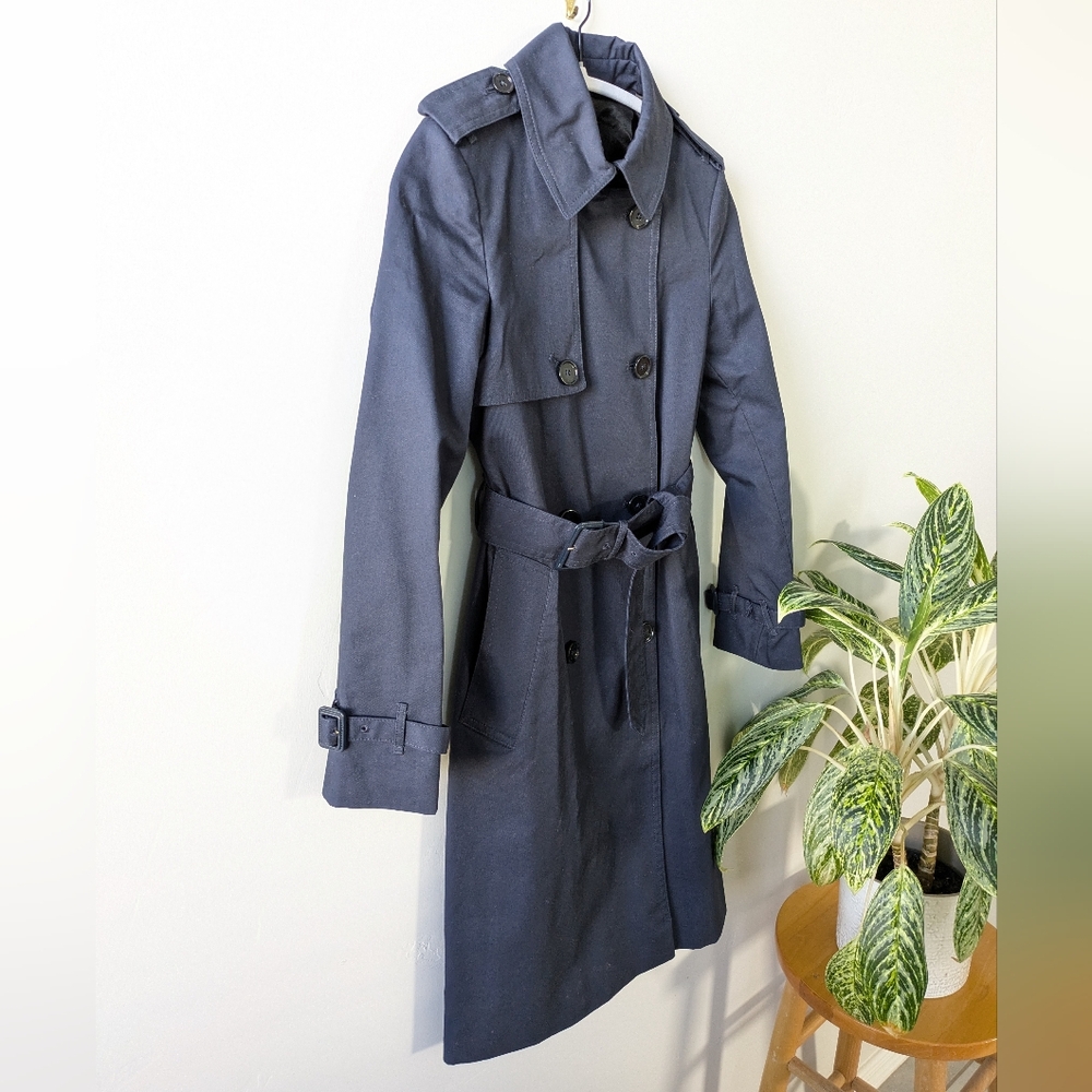 Like New!! Mango Midnight Blue Trench Coat - Picture 6 of 8